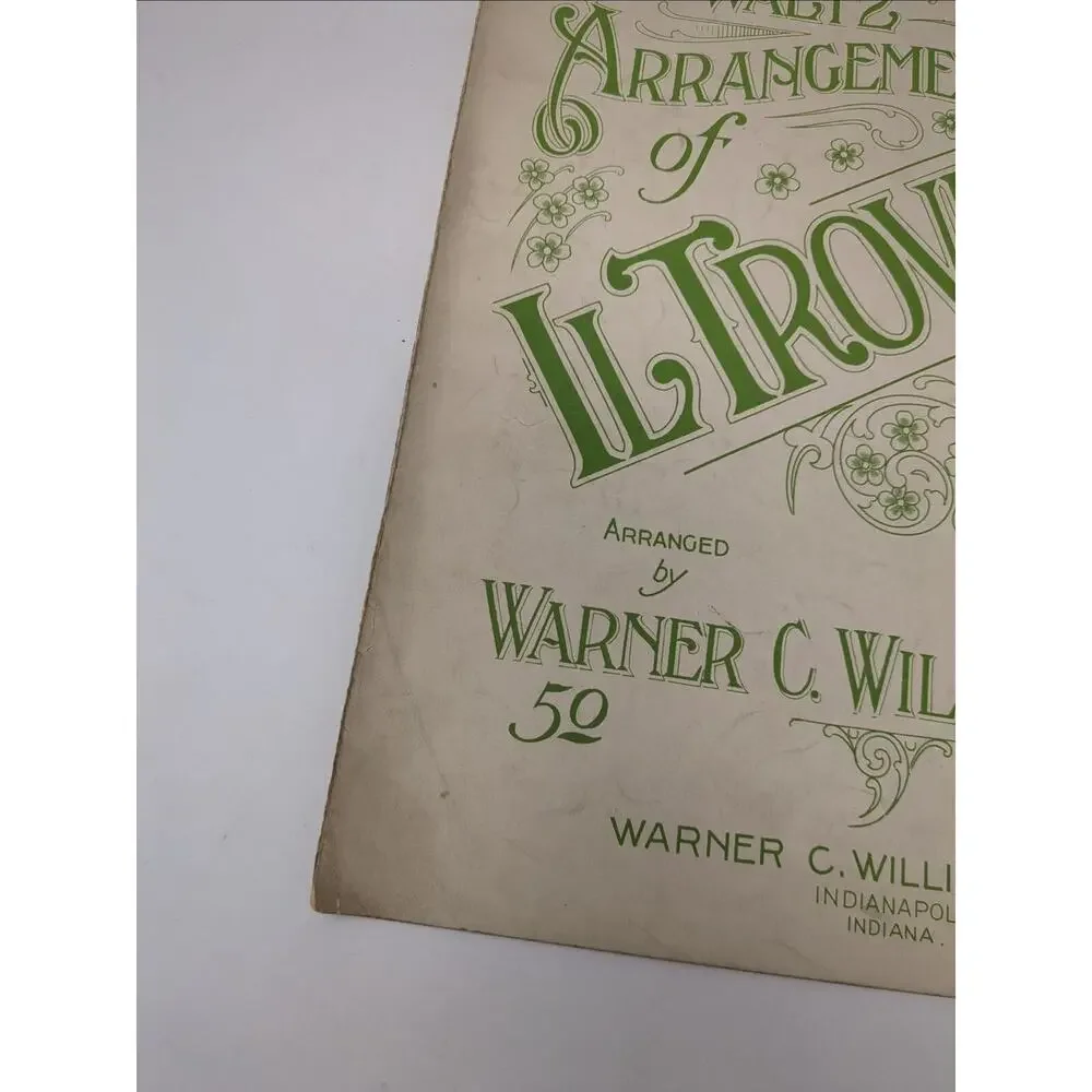 1912 Syncopated Waltz Arrangement‎ of IL Trovatore Sheet Music
